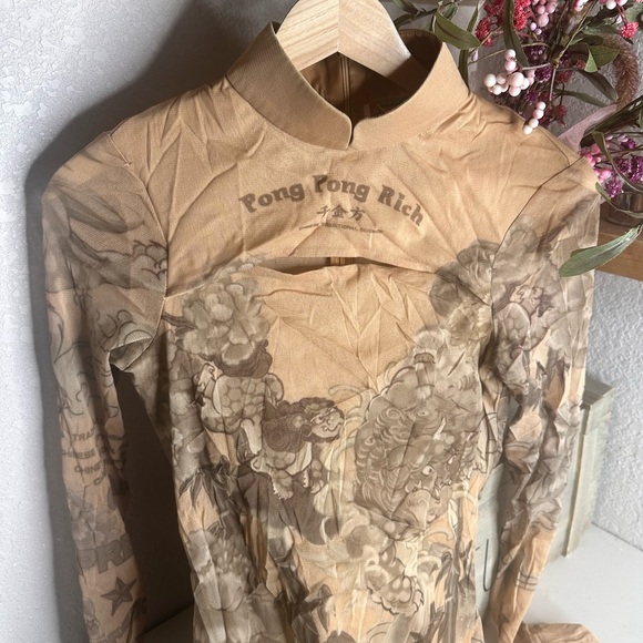 Mukzin Thousand Golden Prescriptions Mesh Dress • NYFW • M - Picture 3 of 4